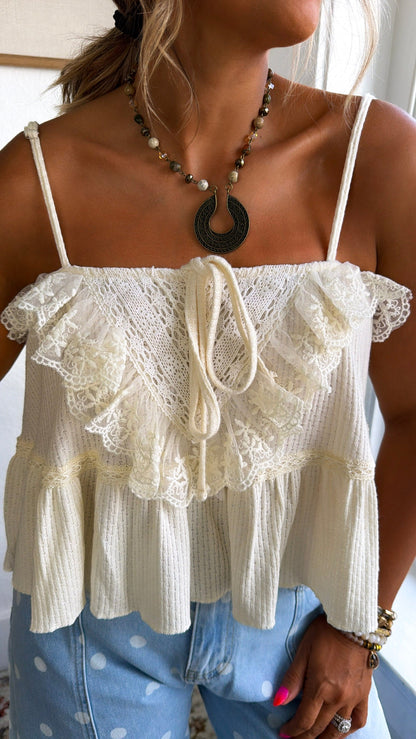 Remi Tie Tank Top, Natural