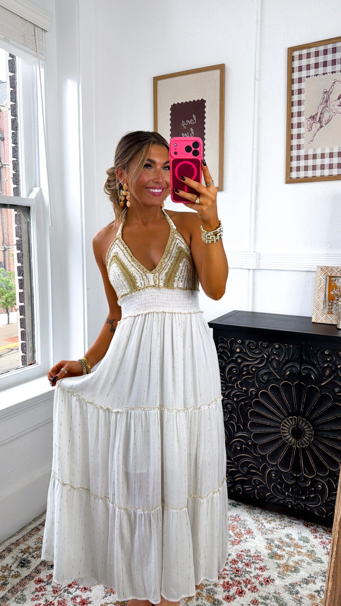 Sun Washed Serenity Maxi Dress, Ivory Multi