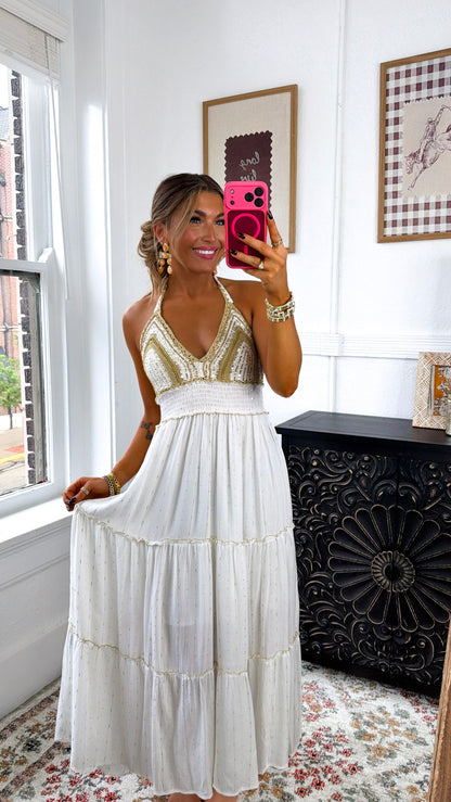 Sun Washed Serenity Maxi Dress, Ivory Multi