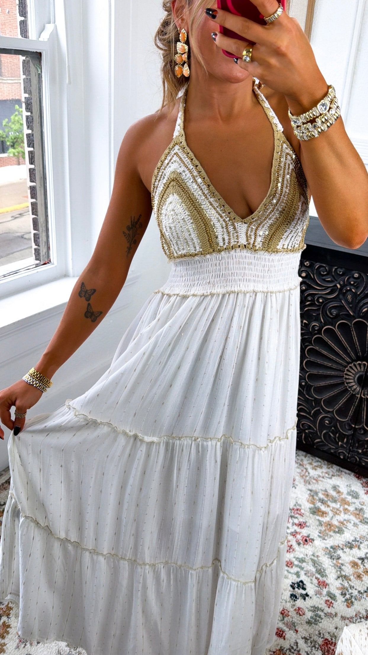 Sun Washed Serenity Maxi Dress, Ivory Multi
