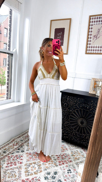 Sun Washed Serenity Maxi Dress, Ivory Multi
