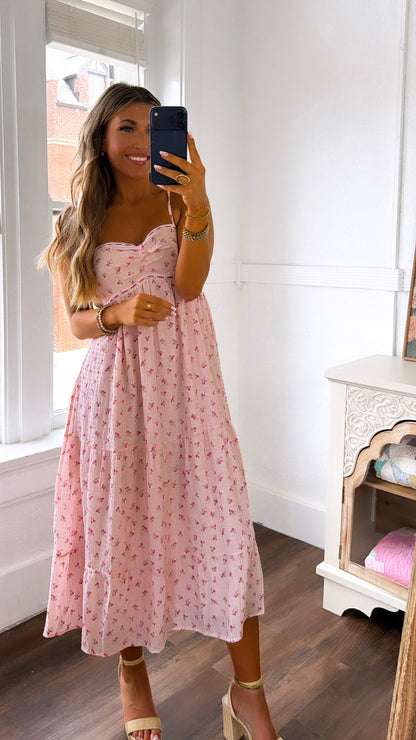 Strawberry Dream Floral Dress, Pink