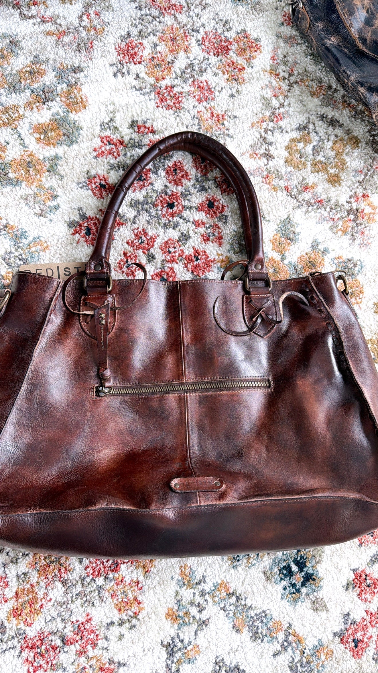 Rockaway Leather Tote, Teak Rustic