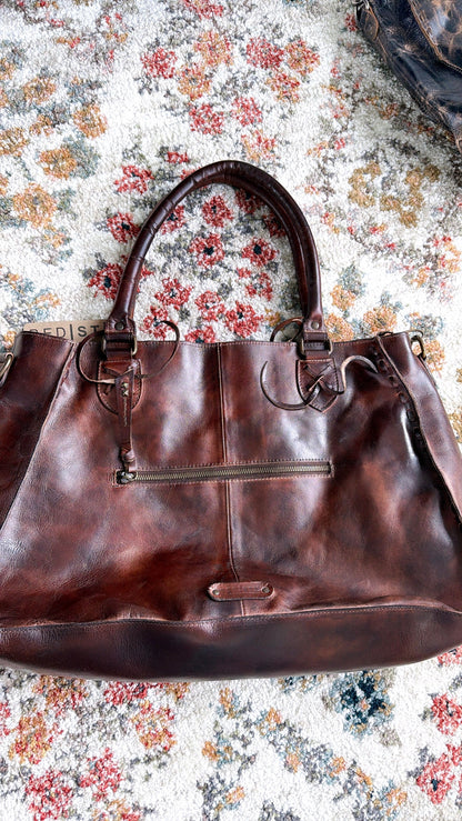 Rockaway Leather Tote, Teak Rustic