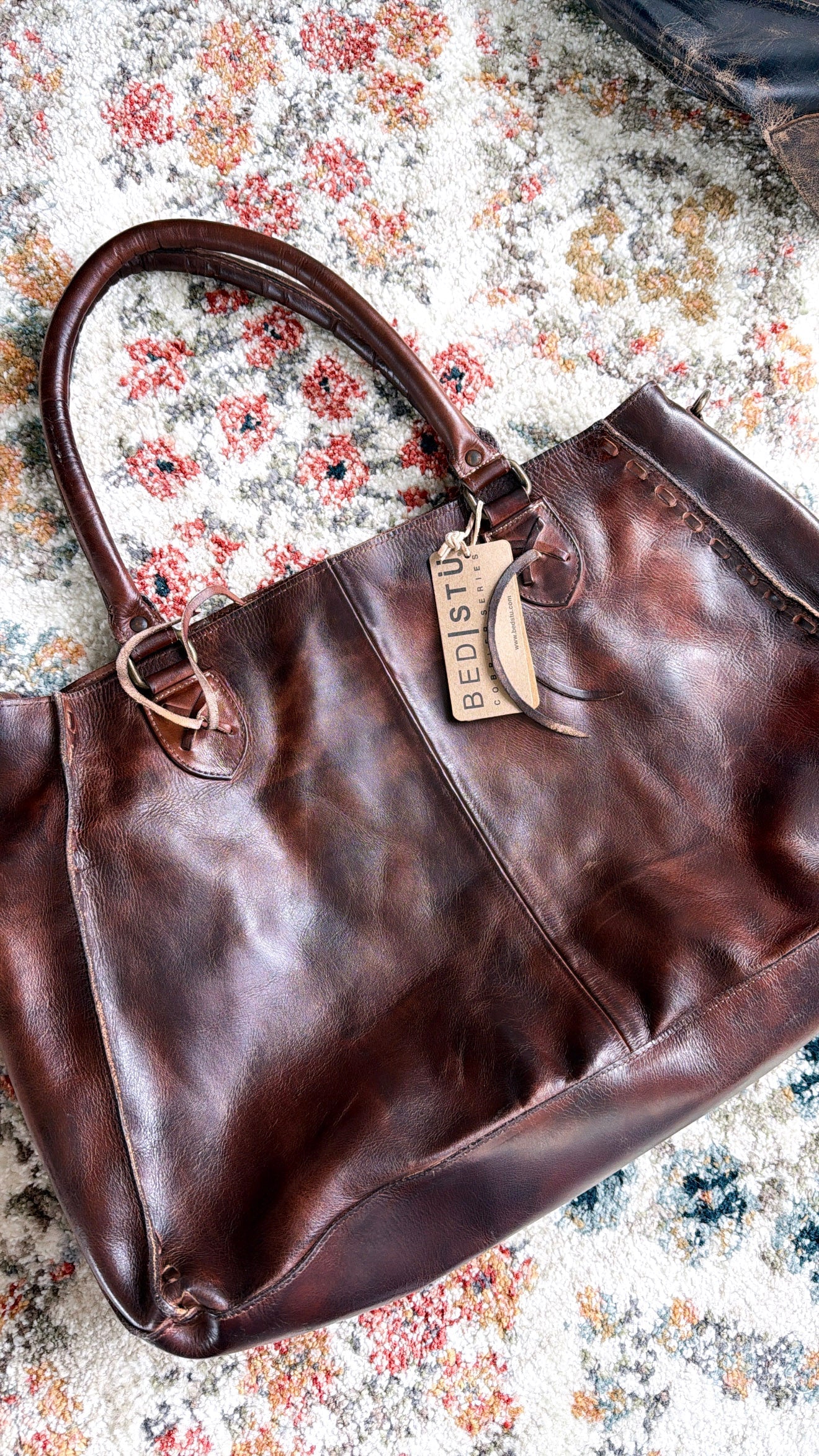 Rockaway Leather Tote, Teak Rustic