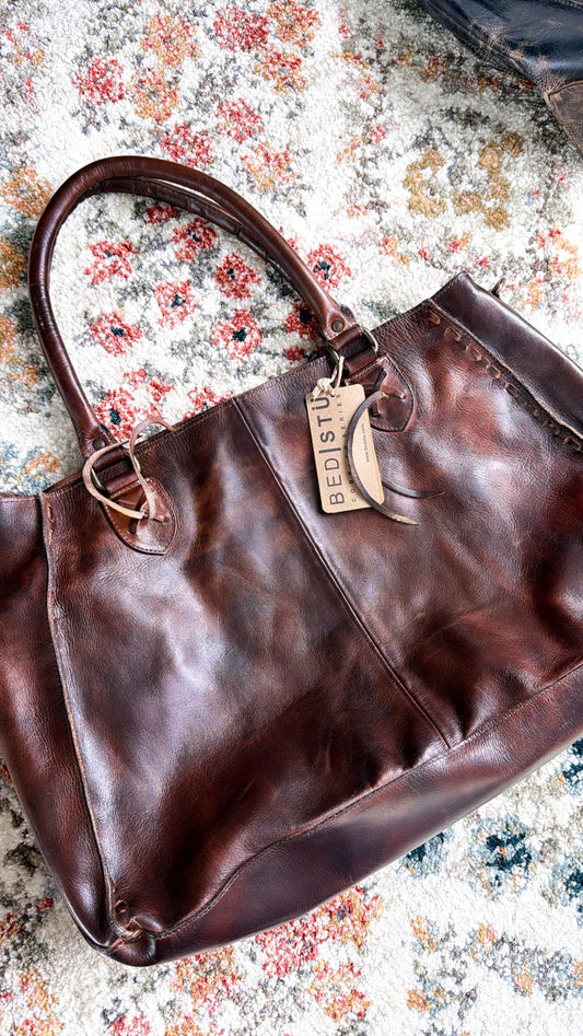 Rockaway Leather Tote, Teak Rustic