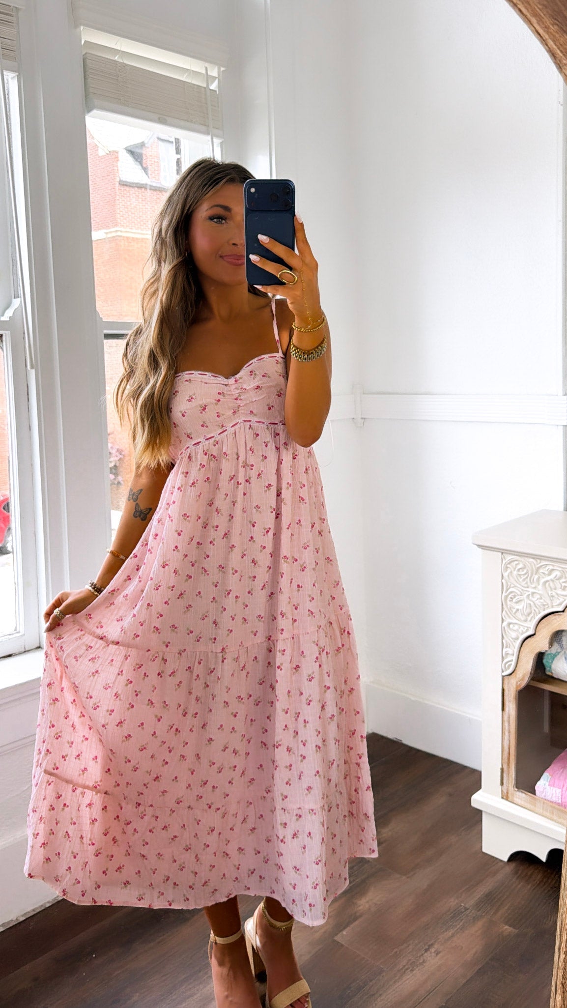 Strawberry Dream Floral Dress, Pink