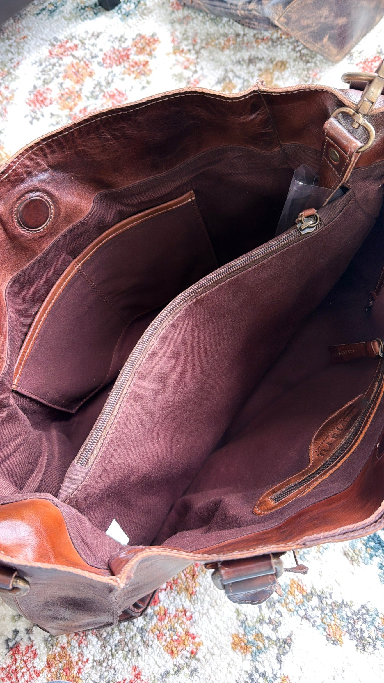 Rockaway Leather Tote, Teak Rustic