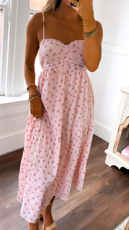 Strawberry Dream Floral Dress, Pink