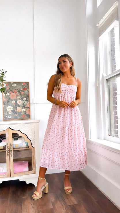 Strawberry Dream Floral Dress, Pink