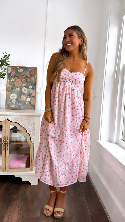 Strawberry Dream Floral Dress, Pink