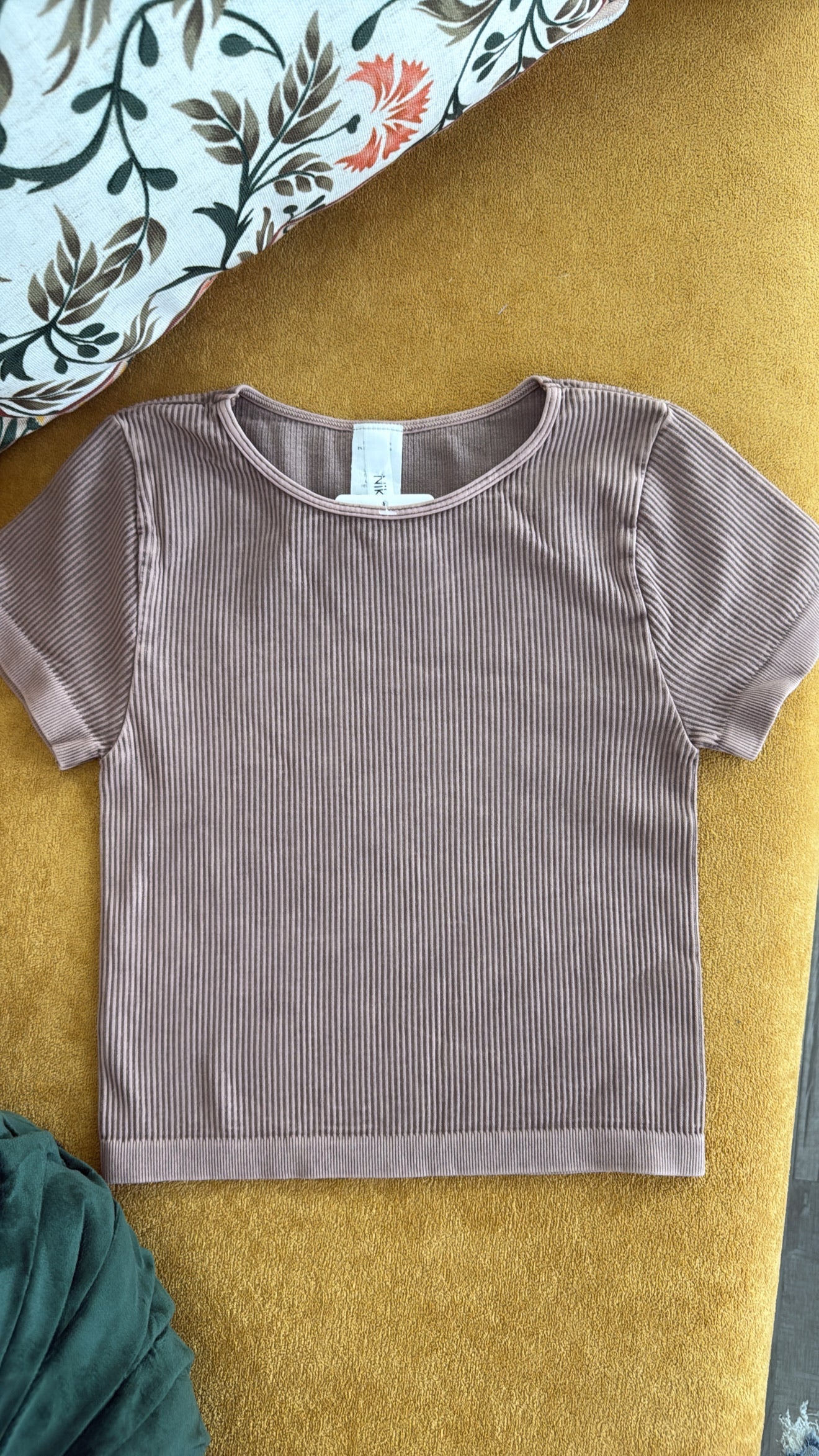 Ribbed Crop Baby Tee, Mocha