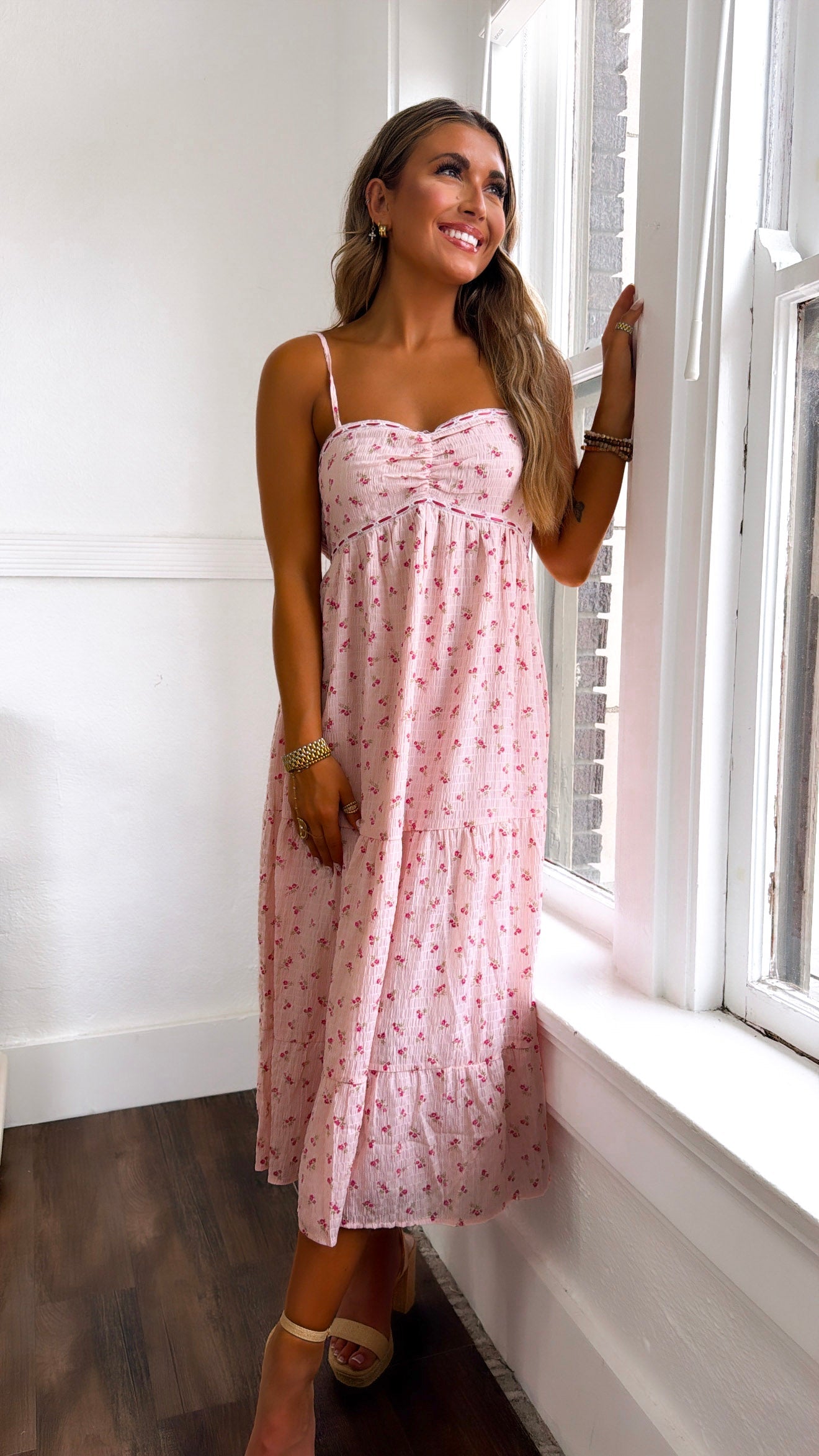 Strawberry Dream Floral Dress, Pink