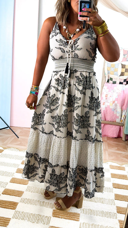Sunset Grove Midi Dress, Natural Multi