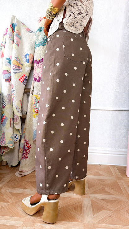 Sweet Pea Polka Dot Barrel Pants, Brown