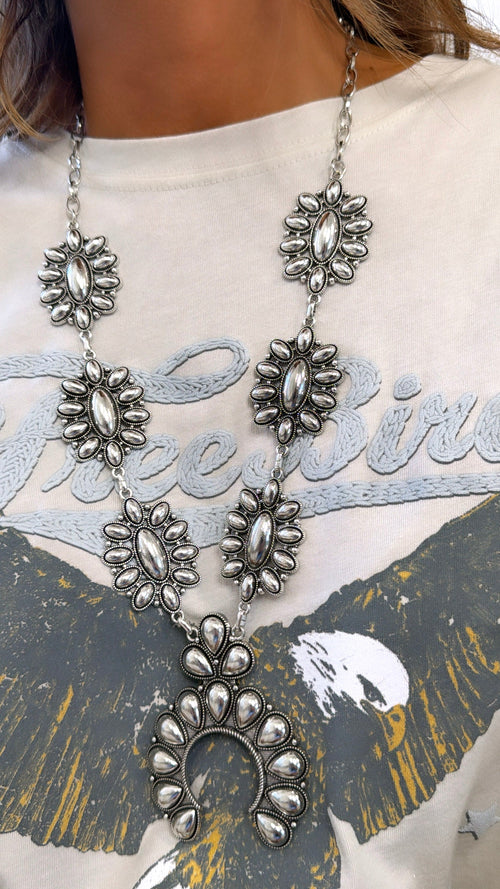 Revival Concho Necklace, Rhodium