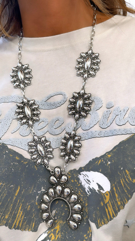 Revival Concho Necklace, Rhodium