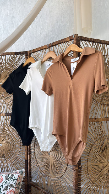 Up Late Ribbed Bodysuit, Black