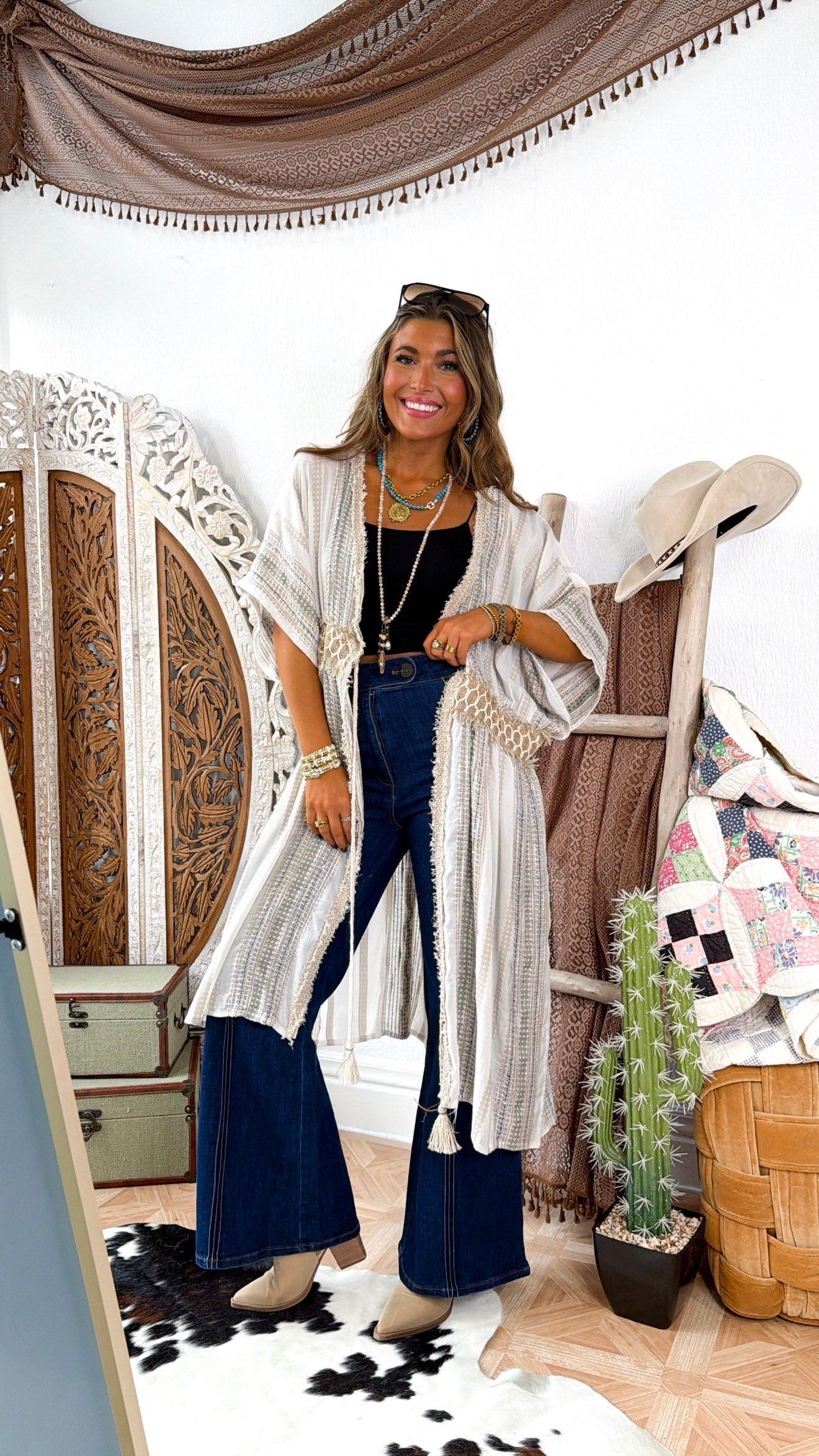 Saige Trail Kimono, Natural Multi