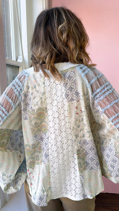 Sunset Sol Blouse, Baby Blue