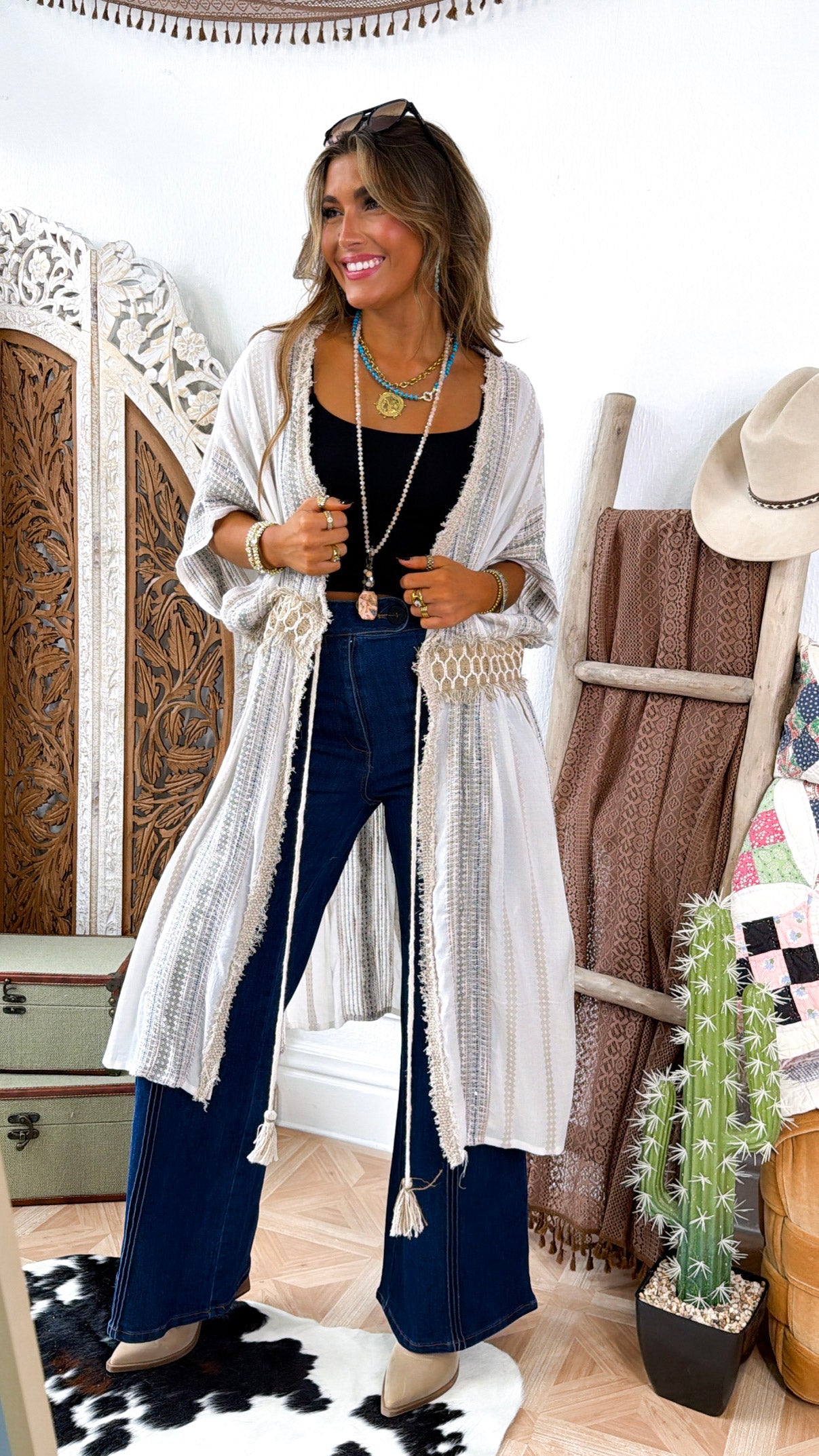 Saige Trail Kimono, Natural Multi