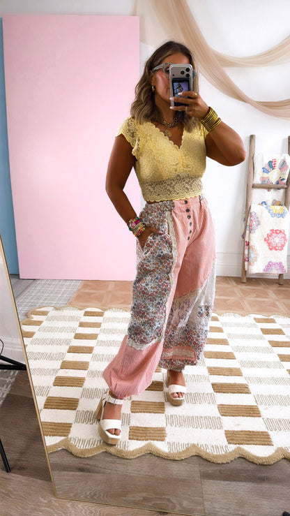 Whispered Lace Top, Butter Yellow