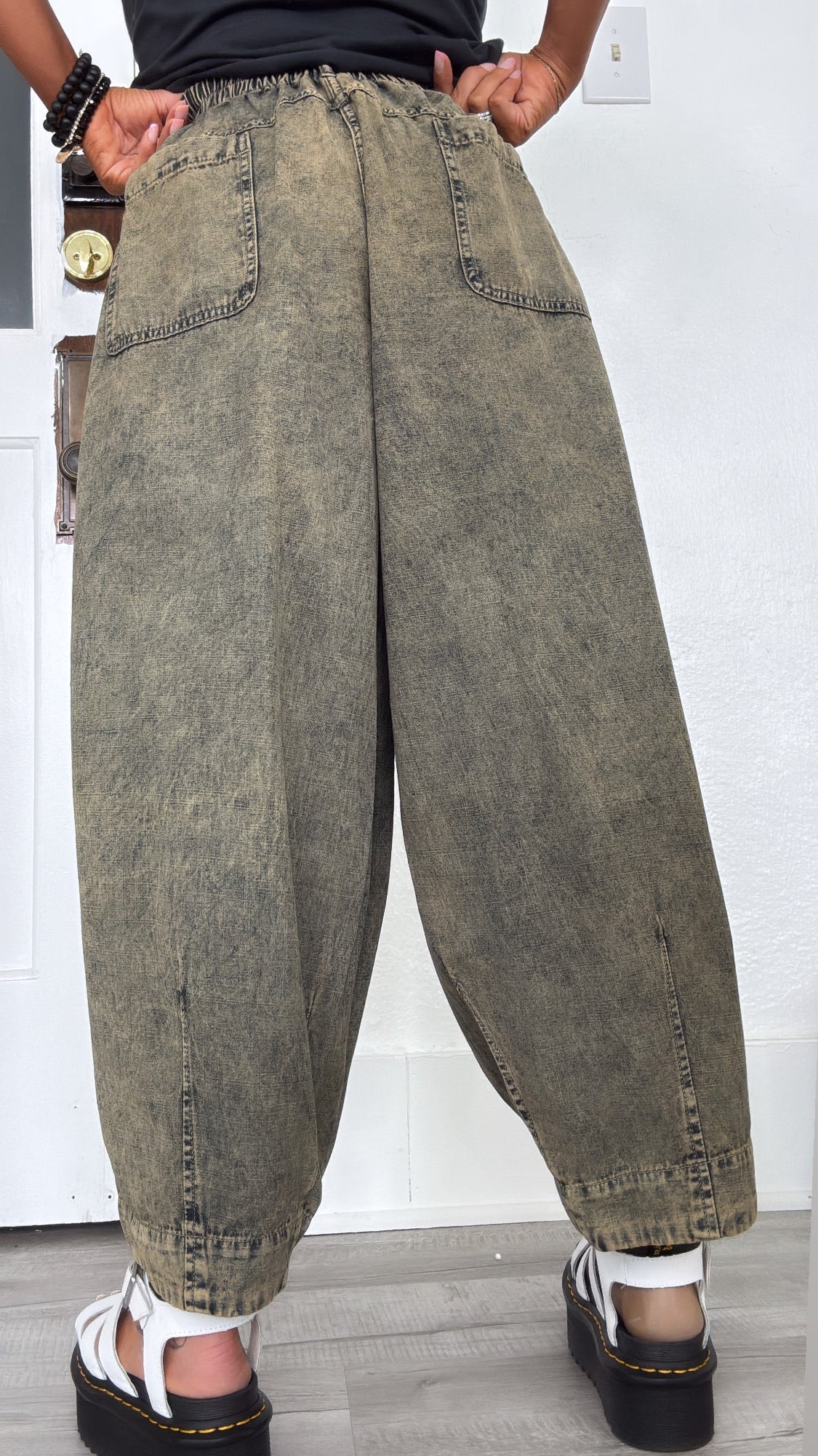 Washed Barrel Pants, Denim