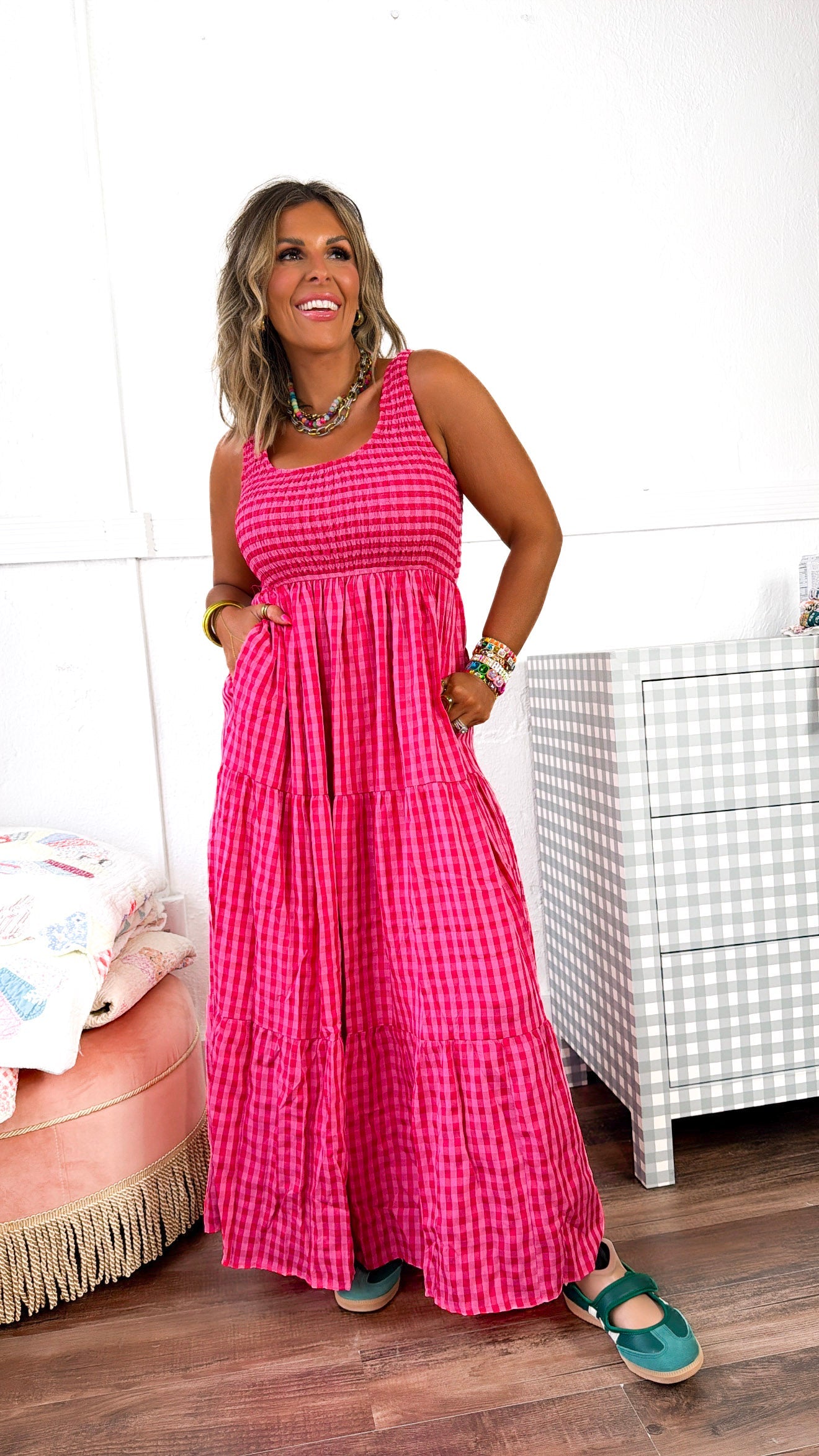 Strawberry Lemonade Maxi Dress, Fuchsia