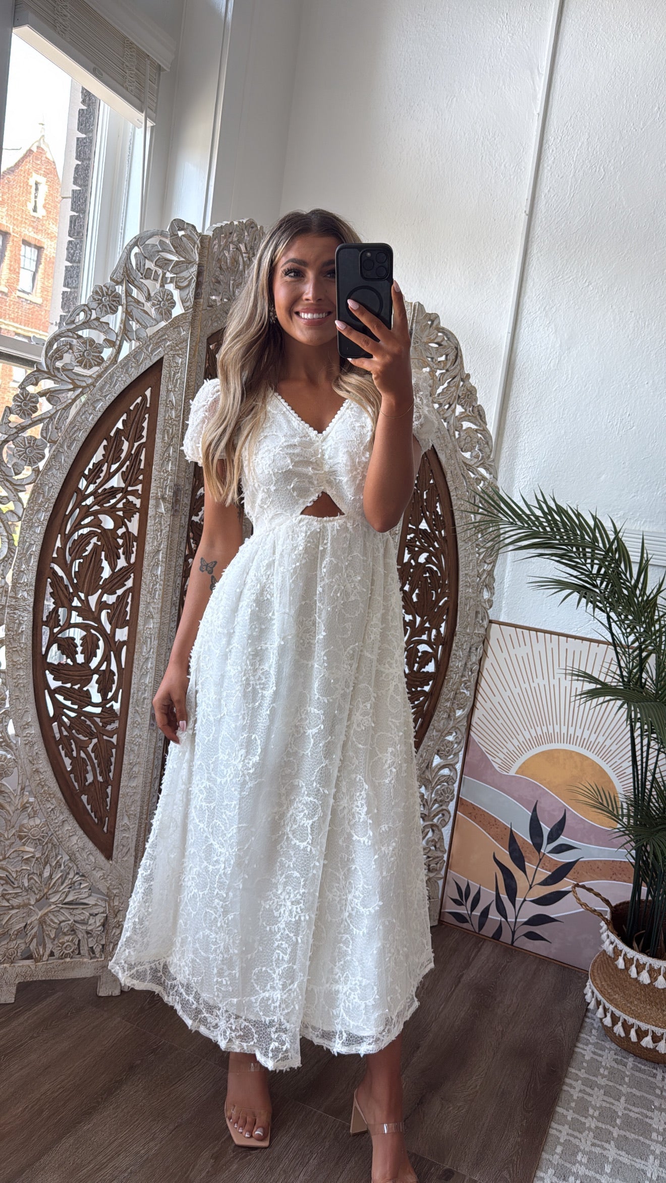 Soft Spoken Love Midi Dress, Cream