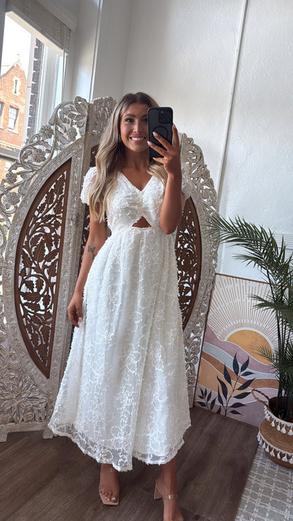 Soft Spoken Love Midi Dress, Cream