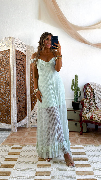 Semmi Ruffle Maxi Dress, Sage
