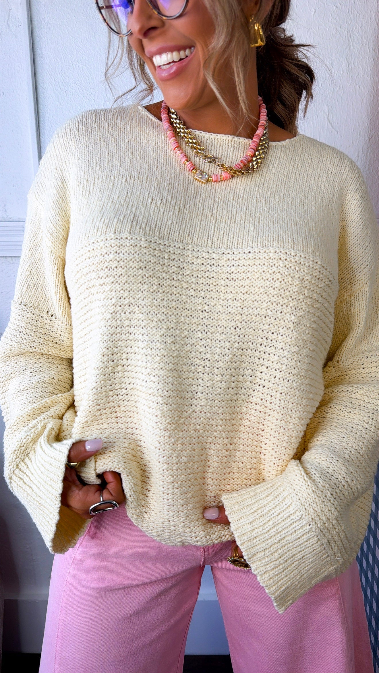 Sunfade Boat Neck Sweater, Butter Cream