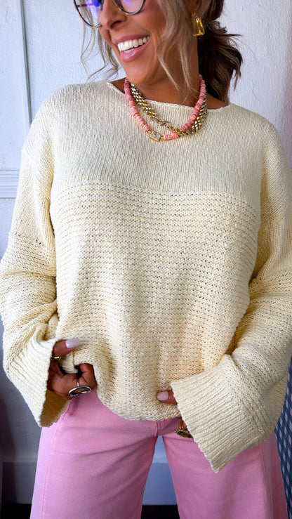 Sunfade Boat Neck Sweater, Butter Cream
