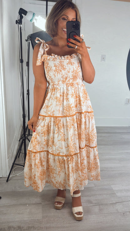 Wanderlust Lace Trim Floral Midi Dress