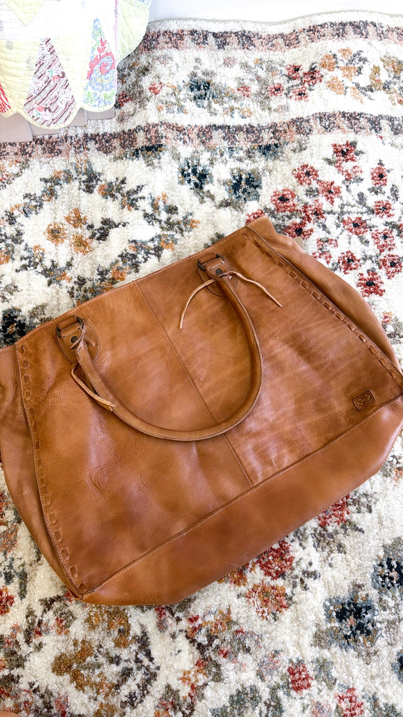 Rockaway Leather Tote, Tan Rustic