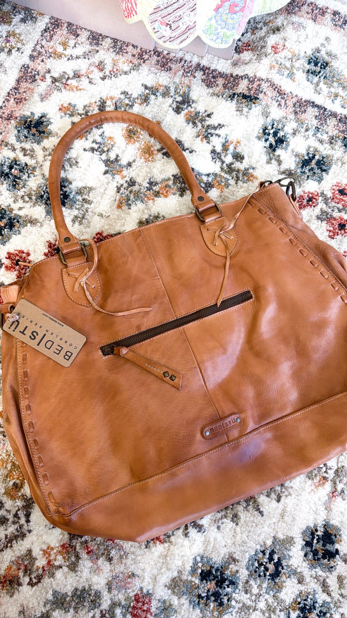 Rockaway Leather Tote, Tan Rustic