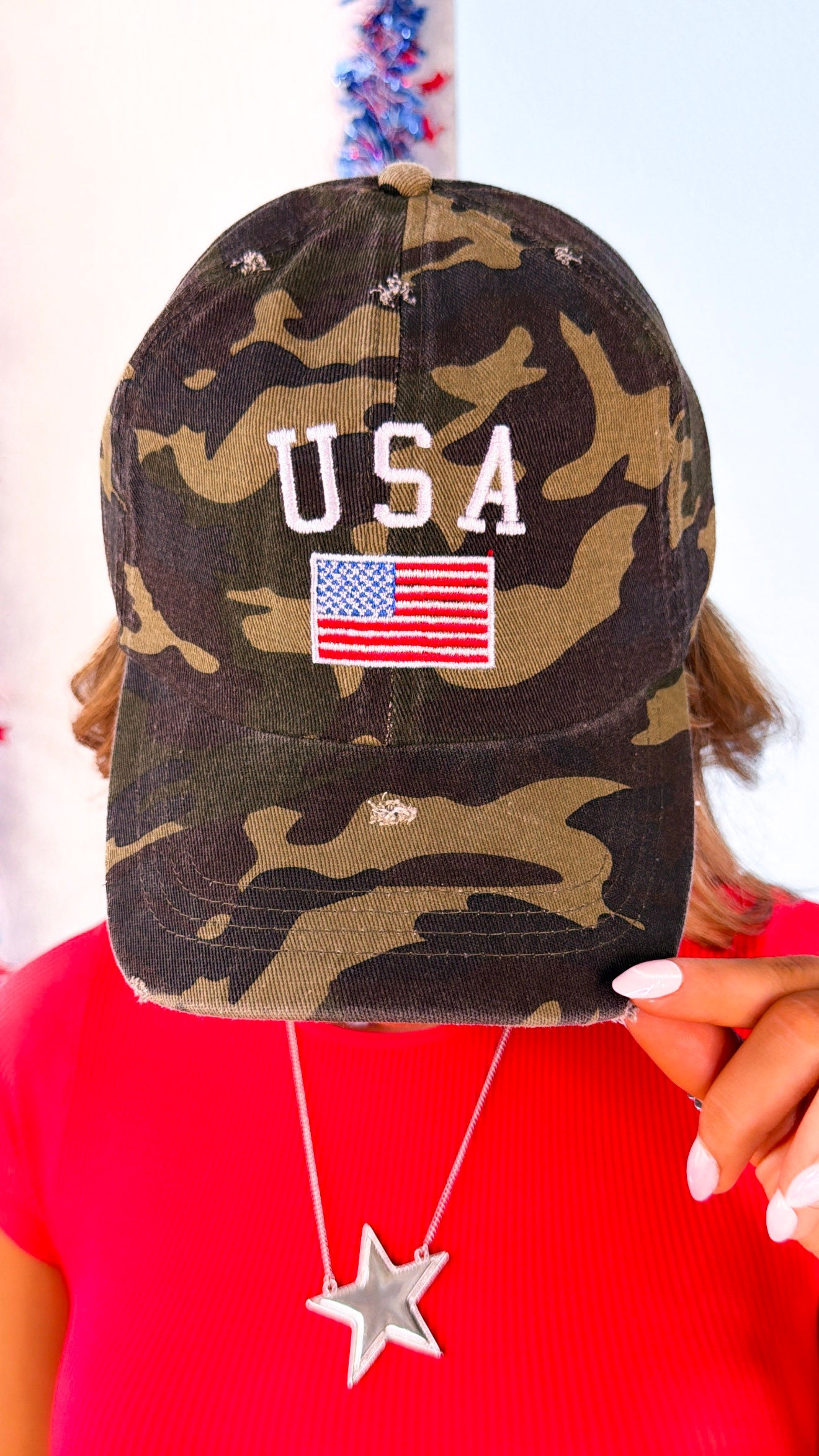 USA Embroidered Trucker Hat, Camo