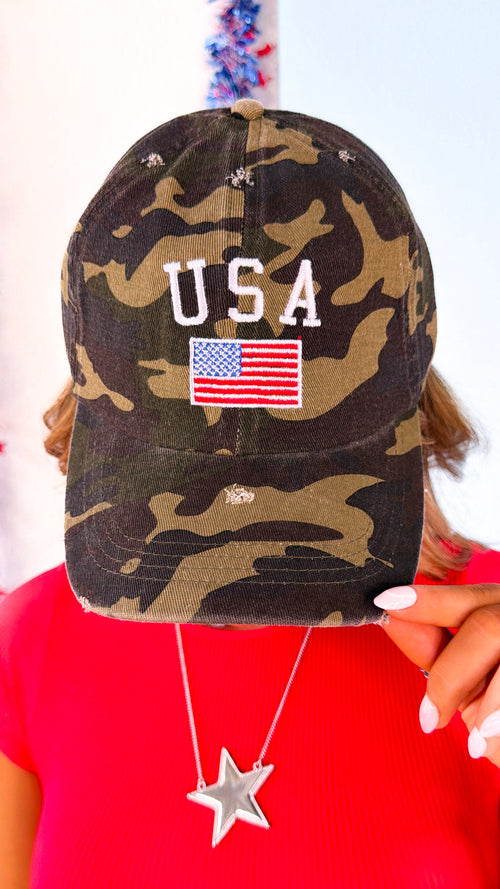 USA Embroidered Trucker Hat, Camo