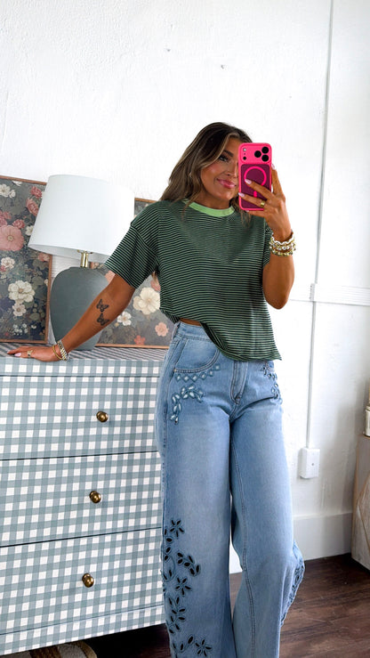 Sugar Stripe Tee, Sage