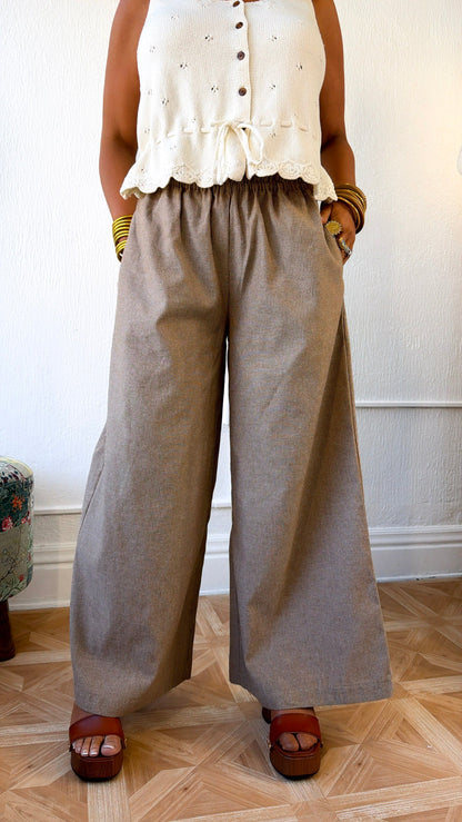 Sun Spotted Pinstriped Pant, Camel