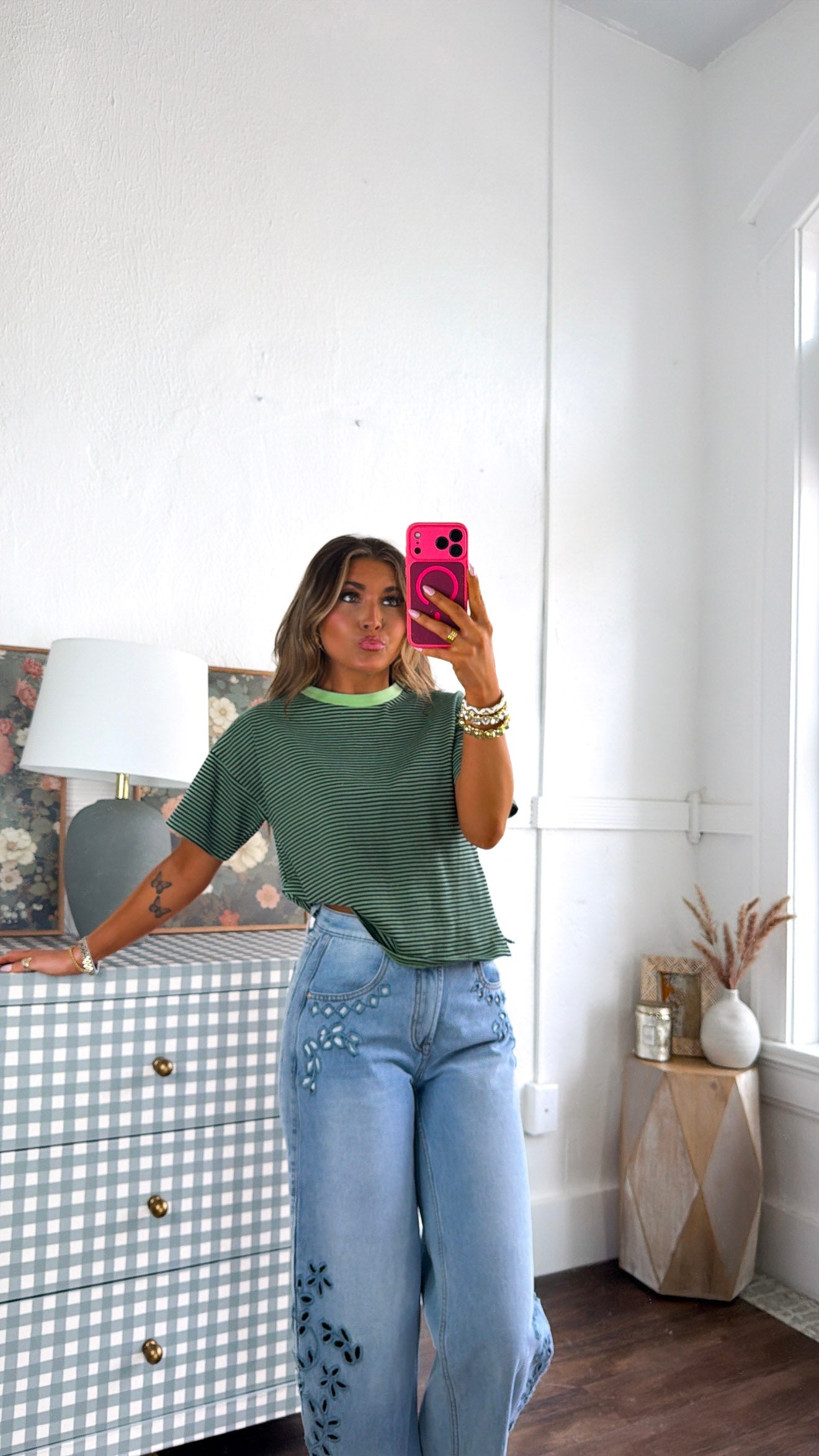 Sugar Stripe Tee, Sage
