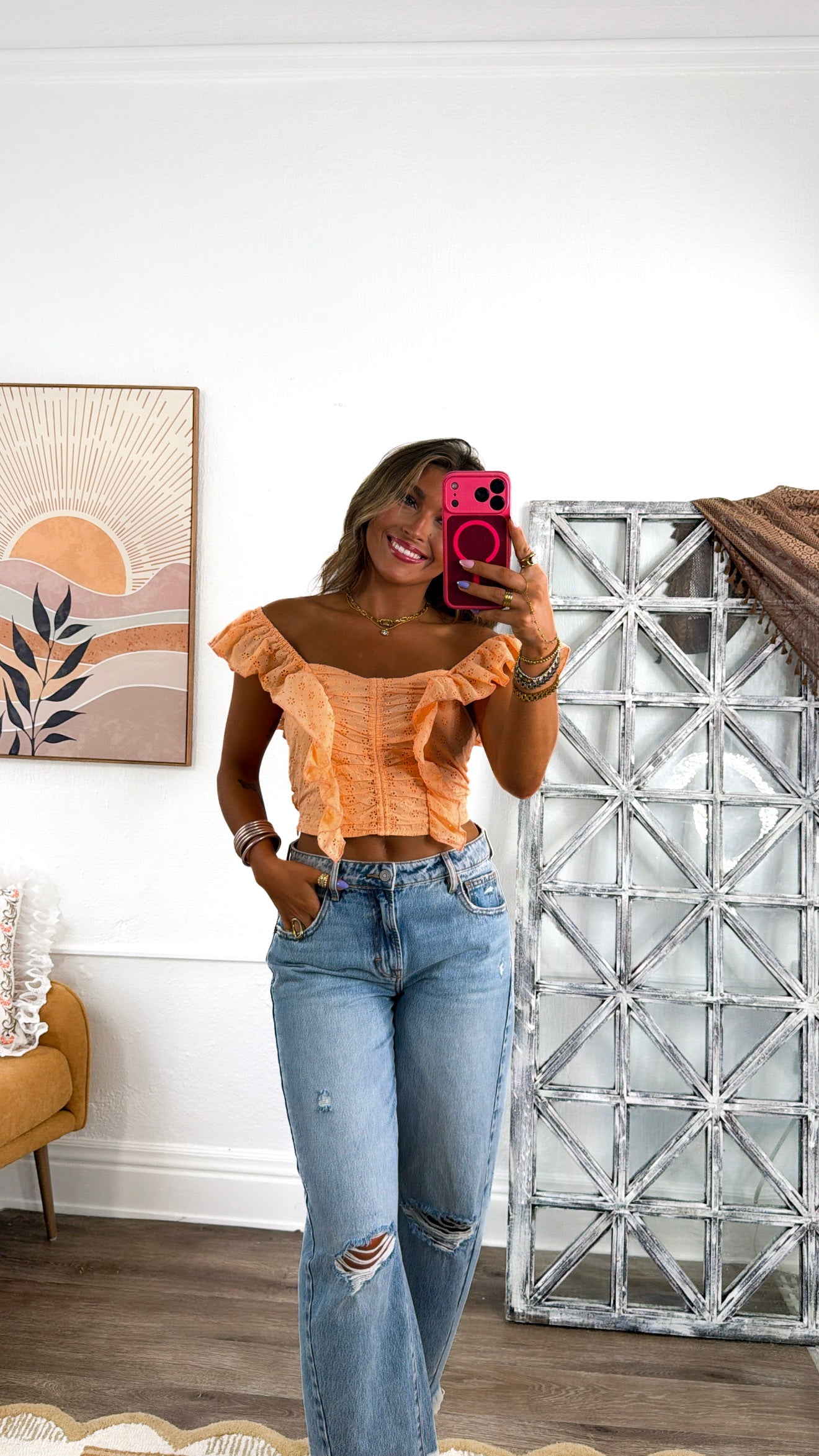 Sunny Daze Tank Top, Peach Fuzz