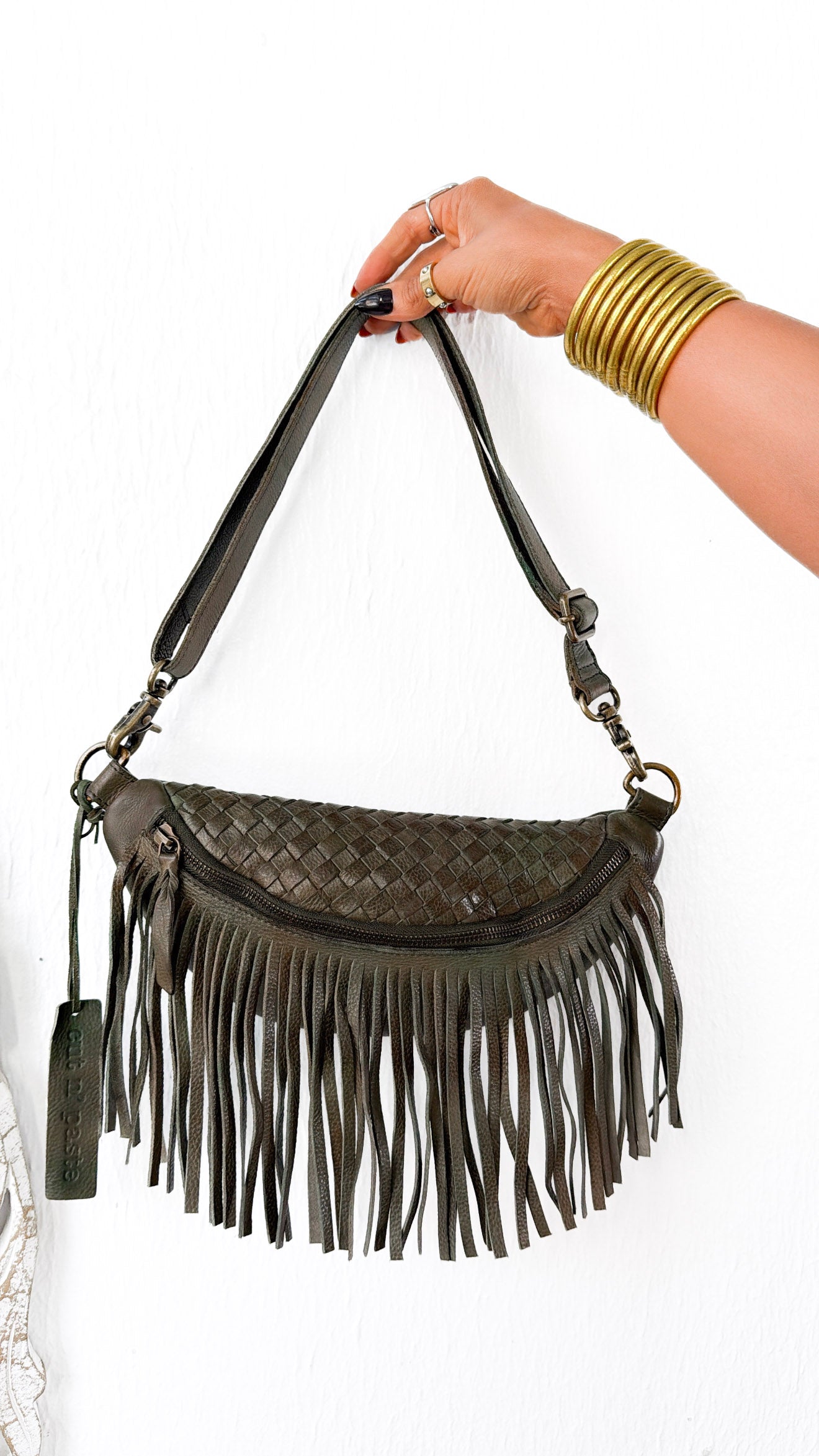 Revival Fringe Fanny Pack, Boho Emerald