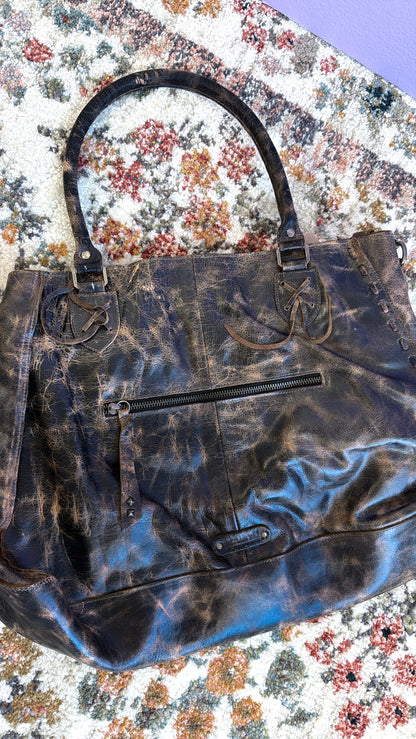 Rockaway Leather Tote, Black Luxe