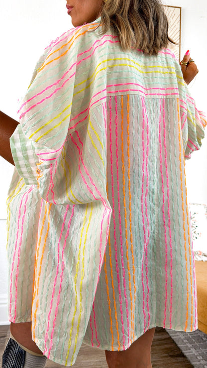 Sherbet Skies Stripe Top, Ivory Multi