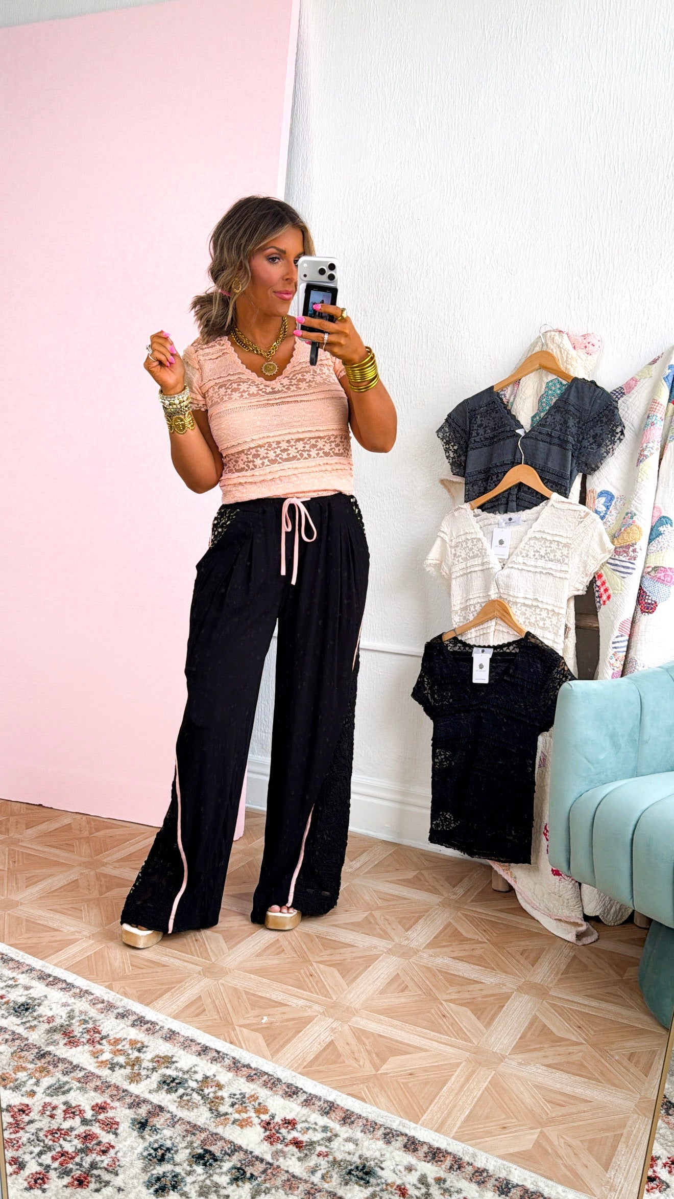 Violet Midnights Lace Top, Coral