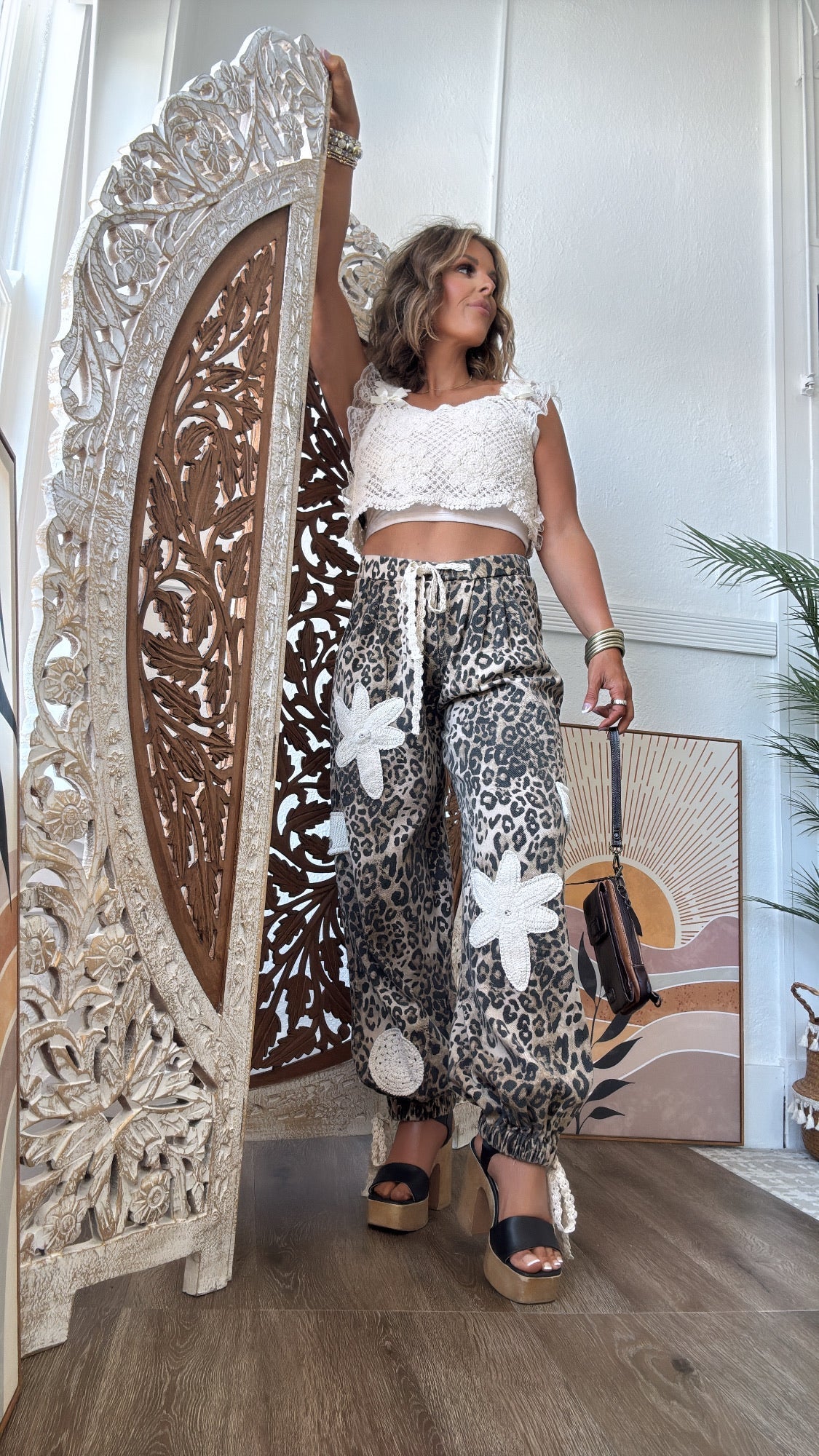 Rare Form Patched Joggers, Sand Leopard