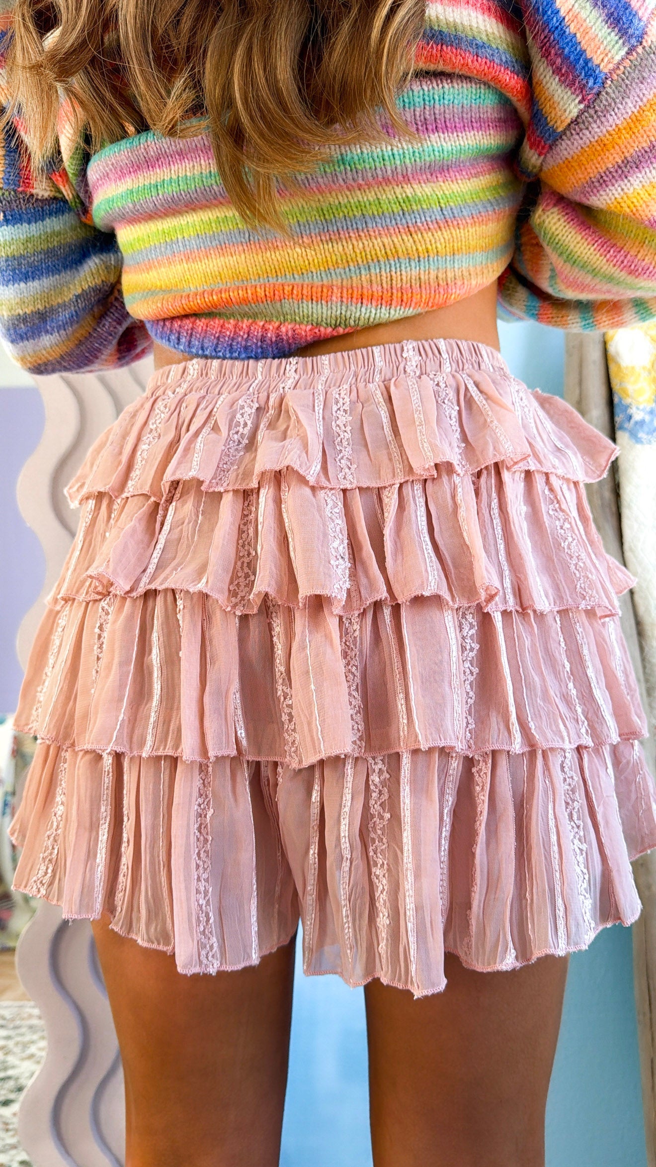 Remy Lace Detailed Skort, Rose Latte