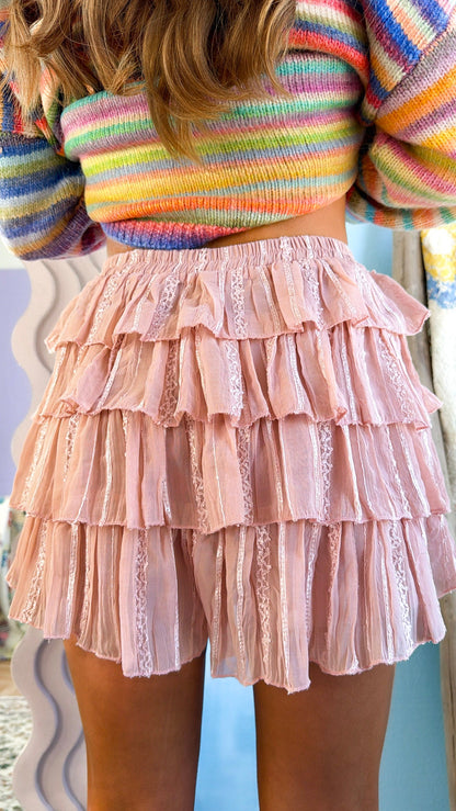 Remy Lace Detailed Skort, Rose Latte