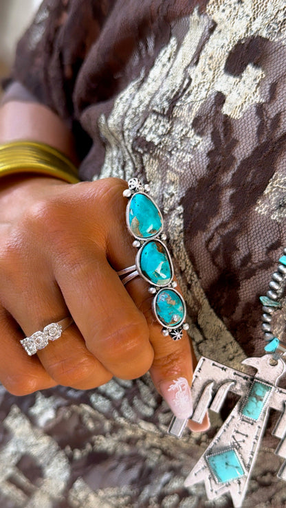 Triple Stone Adjustable Ring